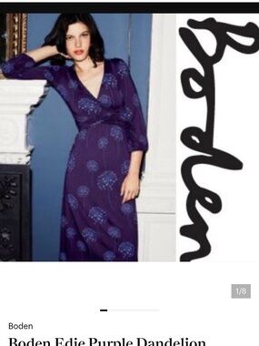 Boden Purple Dandelion-Print Maxi Dress